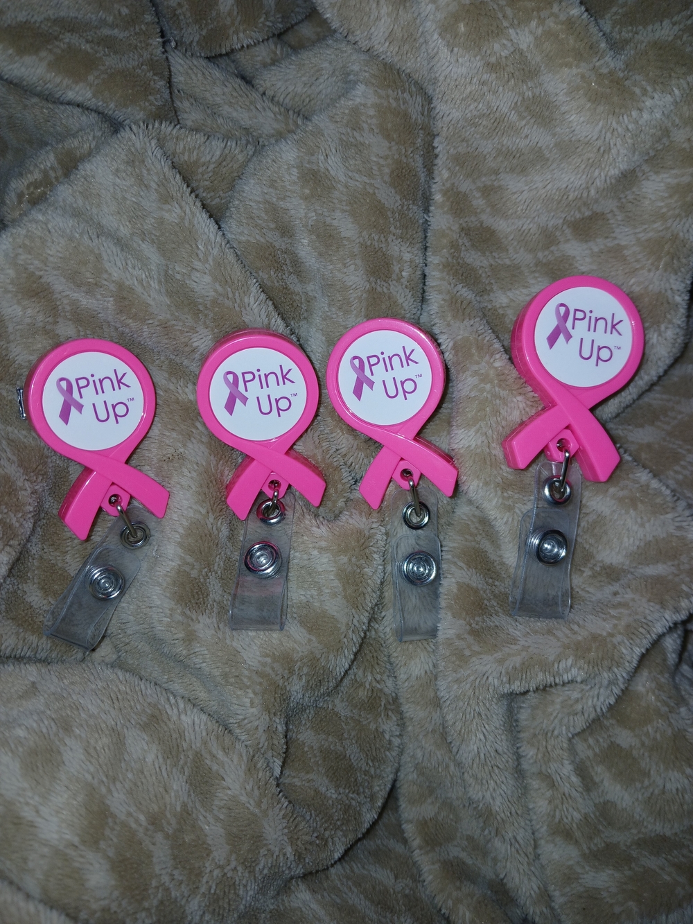 PINK Breast Cancer Awareness Ribbon Badge Reel - Price Each